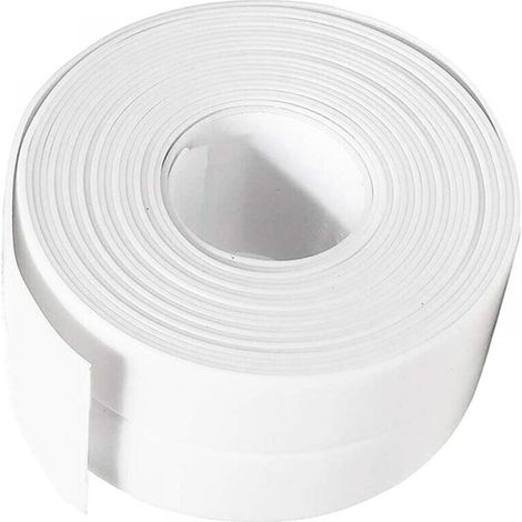 Joint Silicone Blanc Salle de Bain, Ruban d'étanchéité,Bande Etancheite Autocollanteétanche PE pour Baignoire,Douche,Toilettes,Cuisine,Evier,Sol,Mur,Coin de Protection-Blanc，3.8 cm5m