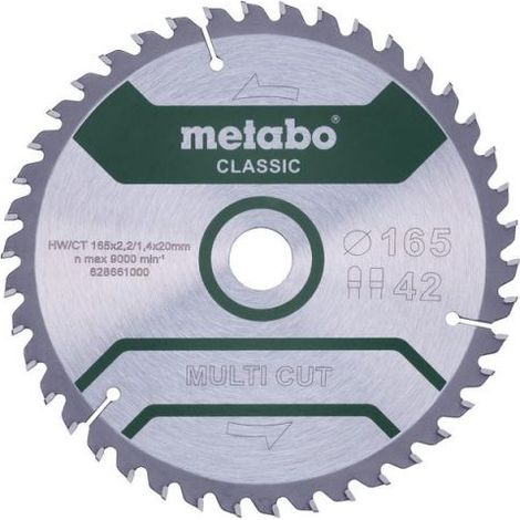 Metabo MULTI CUT CLASSIC 628661000 Kreissägeblatt 165 x 20 x 1.4 mm Zähneanzahl: 42 1 St. (1/2)