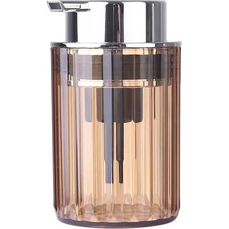 (1 pièce, transparent marron) Distributeur de savon moussant à pression, flacon transparent pour shampoing, gel douche et savon pour les mains, accessoires de salle de bain et de cuisine. (1/5)