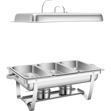 Plat de service, construction en acier inoxydable, solution de chauffage efficace, Argent (1/2)