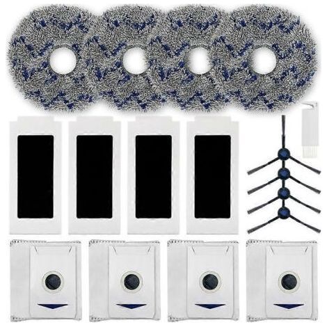 Lot de 2 Kits d'Accessoires de Rechange pour Aspirateur Robot ECOVACS DEEBOT T30 Omni / T30 PRO Omni : Brosse Latérale, Filtre HEPA et Chiffon de Nettoyage (1/5)