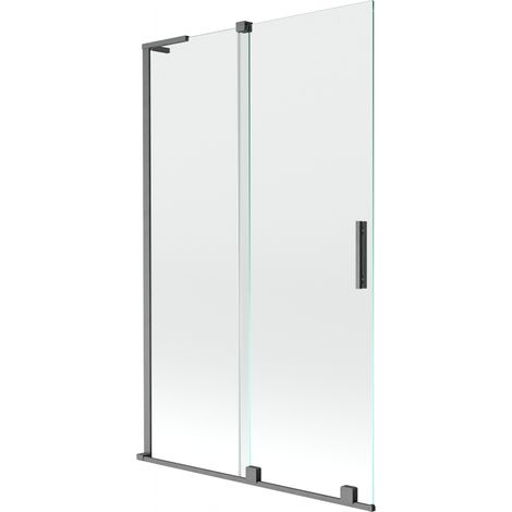 Paroi de baignoire coulissante à 2 volets Mexen Velar L 110 x 150 cm, transparent, gris canon brossé - 896-110-003-01-66 (1/2)