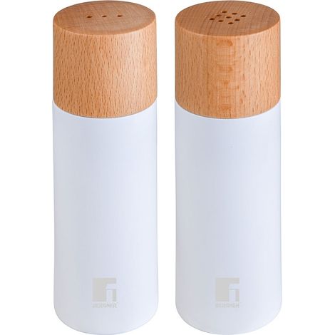 Set de Salero y Pimentero Bergner NATURALLY BG Blanco Madera de haya 15 cm (2 Unidades)
