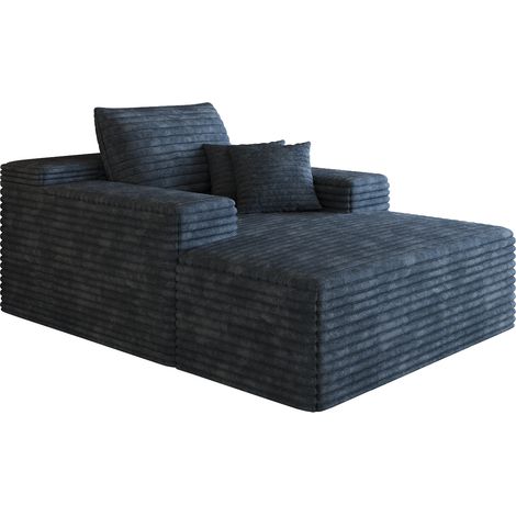 Chaise Longue Sofá en Tela, Asiento Profundo y Espuma de Alta Resiliencia, Azul, 115 x 159 cm (1/5)
