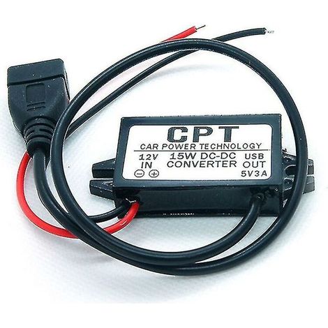 Module de convertisseur Dc-dc 12v à 5v, adaptateur d'alimentation de sortie USB 3a 15w Hfmqv