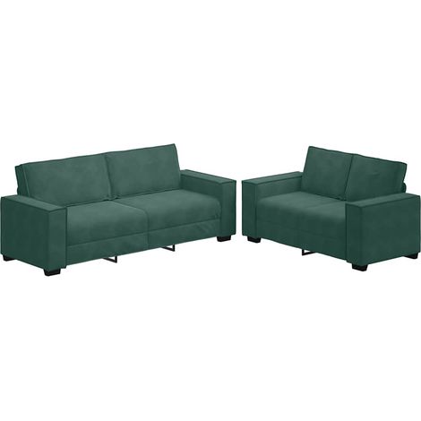 vidaXL Set di Divani 2 pz con Cuscini Verde scuro in Velluto (1/5)