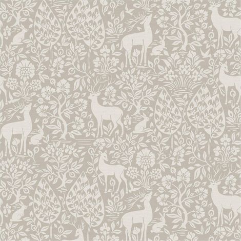 Holden Decor Deer Woods Taupe Wallpaper Washable Paste The Paper Animals Forest (1/4)