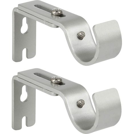 Robuste, verstellbare Gardinenstangenhalterung für 1-Zoll-Stangen, silber (2er-Set)