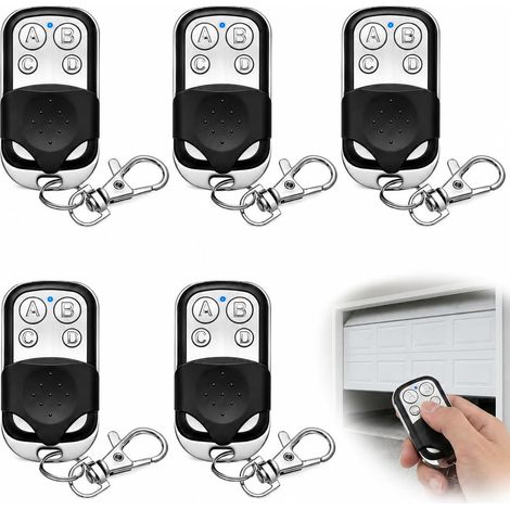 Juego de 5 mandos a distancia inalámbricos universales para puertas de garaje, 433,92 MHz  4 botones, código variable fijo, compatibles con puertas automáticas, garajes y coches, fáciles de programar. (1/5)