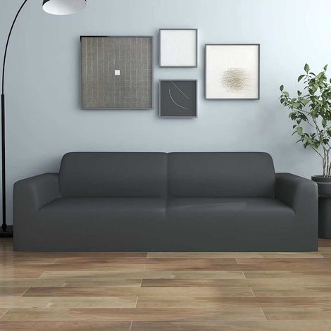 vidaXL Funda elástica de sillón de 3 plazas poliéster jersey antracita (1/5)