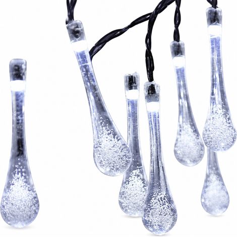 Guirlande Solaire LED Gouttes, Blanc Froid, 200 LED, 8 Modes, Étanche pour Jardin, Balcon et Noël (1/5)