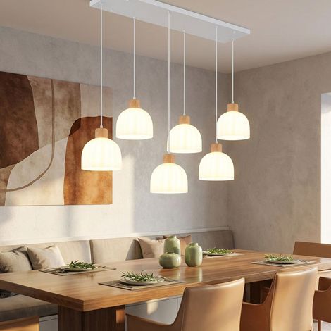 Pendelleuchte Hängelampe Küchenleuchte Metall weiß matt Glas opal kürzbar H120cm