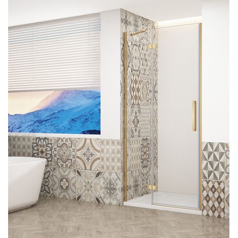 Porte de douche TRINITY GOLD MATT 900 mm, verre clair, gauche (1/4)