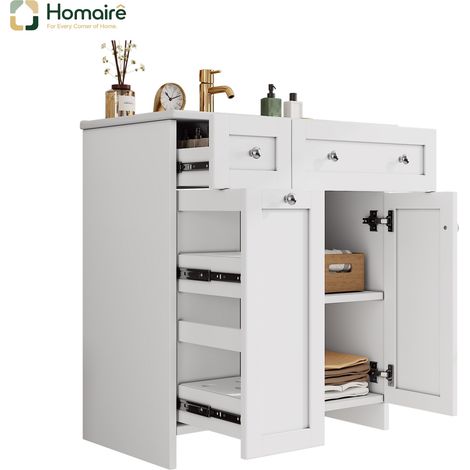 Flur- Garderobenschrank weiß aus MDF 76 x 47 x 86 cm HOMAIRE (1/5)