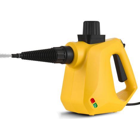Nettoyeur vapeur portable multi-surfaces sous pression avec 9 accessoires pour un nettoyage en profondeur des sols à domicile. Poignée ergonomique et câble de 3 m pour parquets et carrelages. (1/2)