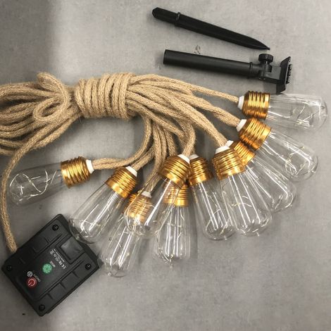 Guirlande lumineuse solaire à 10 LED, 8 modes de clignotement, lumière blanche chaude, indice d'étanchéité IP44. (1/4)