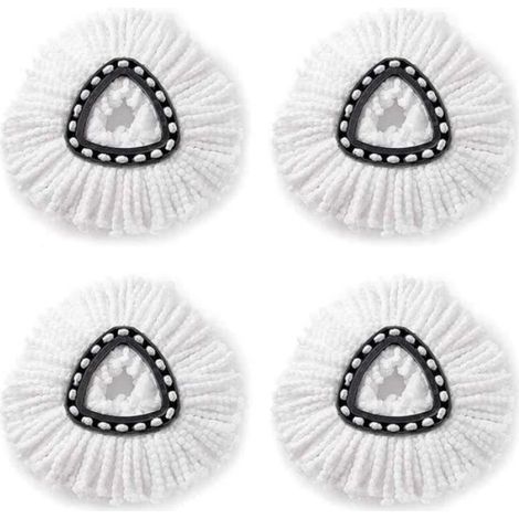 Lot de 4 têtes de serpillère en microfibre de rechange pour balai à franges /O-cedar Easywring - Blanc (1/4)