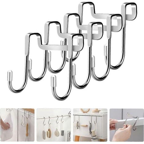 Cintre double en forme de S, crochet métallique pour rangement de cuisine, salle de bain et placards. (1/4)