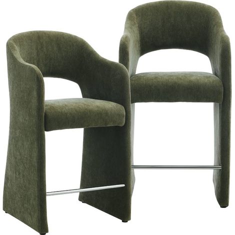 Tabouret de bar en tissu vert kaki Séphira (lot de 2)