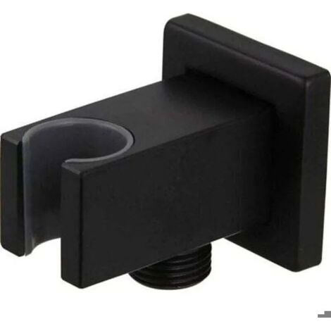 Support de douche en laiton noir mat, coude de raccordement mural 1/2". (1/4)