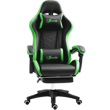 Chaise de gaming Verenne ergonomique inclinable réglable Noir et vert (1/5)