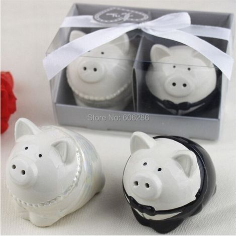 Sale E Pepe Coppia Sposi Ceramica Scatola Segnaposto Saliera Pepiera Bomboniera - (1/4)