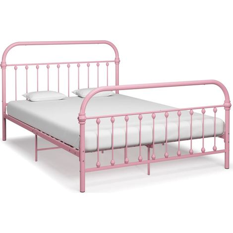 Lit adulte Contemporain Cadre de lit Rose Métal 140 x 200 cm 76532 (1/5)