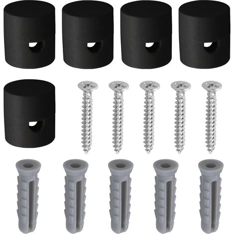5 x Ceiling Decentralizer Cable Brackets for Lamps DIY Textile Cable with 5 x Screws and 5 x Anchors, Black (1/5)