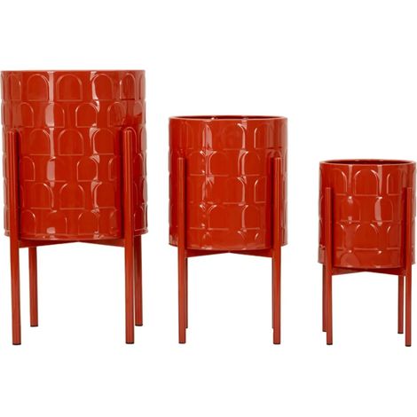 Set 3 Portavasi in Metallo Rosso 36-30-24 cm da Interno Porta Piante (1/4)