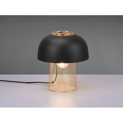 LED Tischleuchte Metall Schwarz Gold mit Drahtgeflecht, Höhe 28cm (1/5)