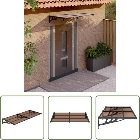 The Living Store Auvent de porte Noir 152,5x90 cm Polycarbonate - Auvent De Porte - Abri Porte - Protection Pluie - Store Extérieur - Porch Canopy (1/5)
