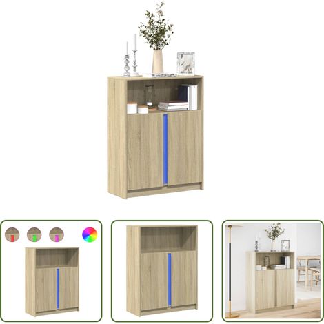 vidaXL Sonoma-Eiche - LED-Sideboard Sonoma-Eiche 77x34x100 cm Holzwerkstoff (1/5)