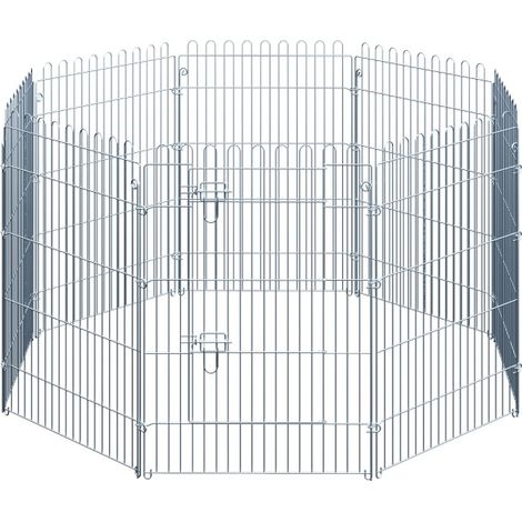 Enclos pour chiots 8 panneaux en métal avec porte verrouillable, 63 x 60 cm par panneau, idéal pour l'extérieur (1/5)
