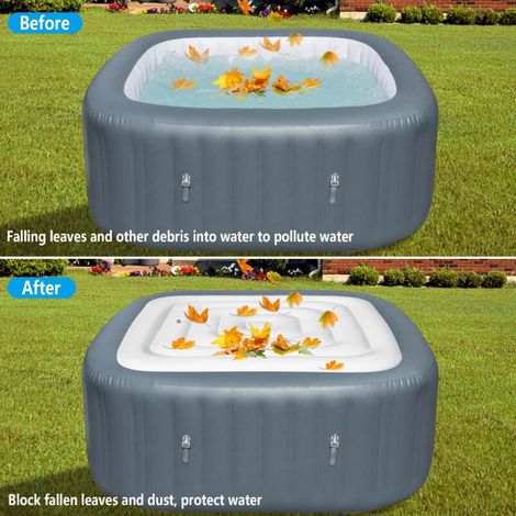 Couverture Gonflable Spa PVC 4.2ft Carré Anti-Déchets Étanche Économie d'Énergie pour Bain à Remous (1/4)