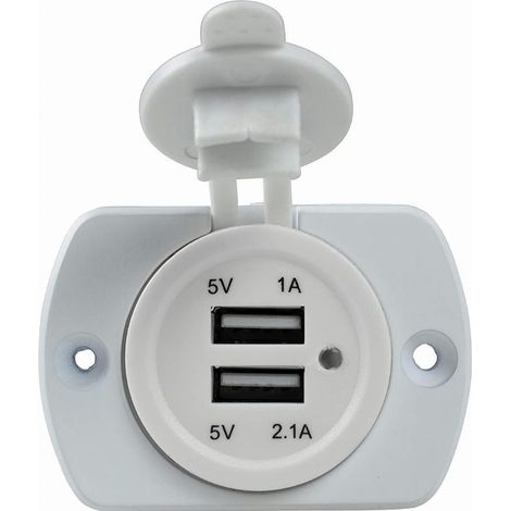 Toma USB empotrable con dos puertos USB blancos - SCHWABE - 61464