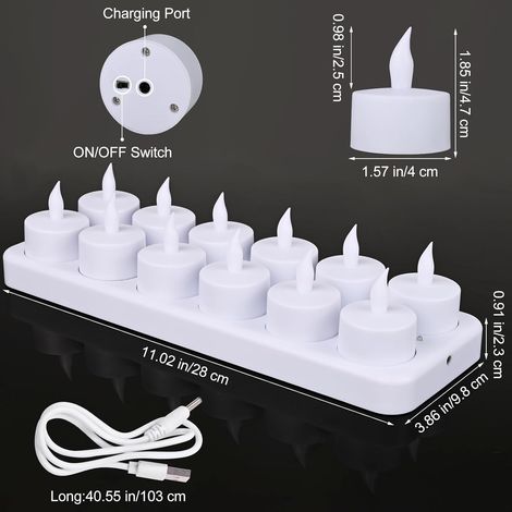 Set di 12 candele LED ricaricabili con telecomando e timer, effetto fiamma tremolante per camera da letto, matrimoni, Halloween, decorazioni natalizie - ALTRO (1/4)