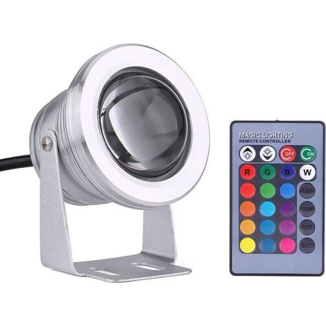 Lumière LED extérieure, Yacht de bateau marin IP65 10W 12V RGB LED Spot Light étanche à la pluie avec télécommande..