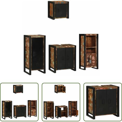 vidaXL Rangement salle de bain - Ensemble de mobilier de salle de bain 4 pcs Bois Recyclé Solide (1/5)