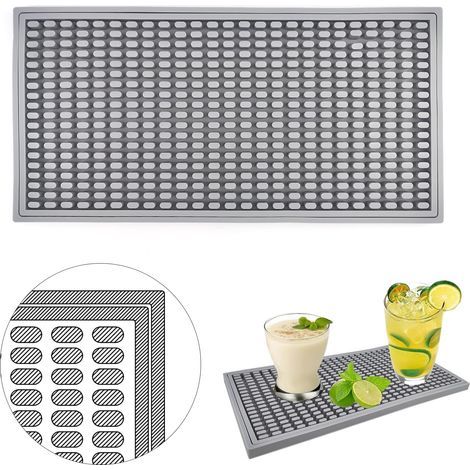 Lot de 2 tapis absorbants pour machine à café 15 x 30 cm - Tapis à cocktails et cuisine (gris) (1/5)