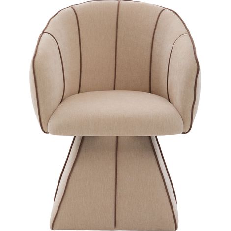 Fauteuil pivotant en chenille camel – dossier haut, ergonomique, assise confortable – pour salon, chambre ou bureau (1/5)