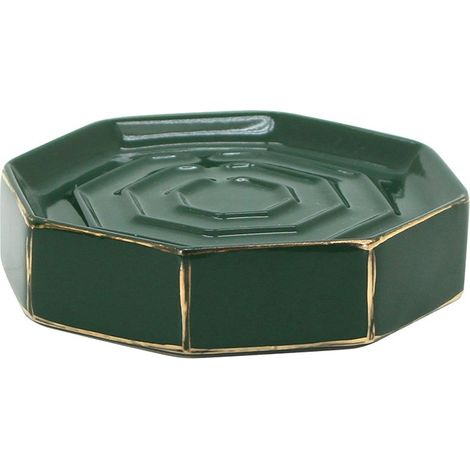 Portasapone verde e oro in ceramica - Serie Smeraldo (1/3)