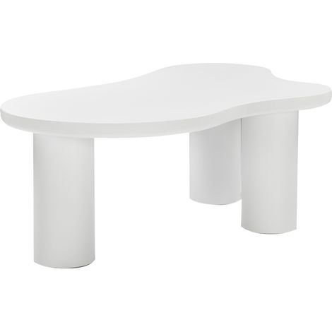 Table basse en forme de nuage en MDF blanc avec pieds en PVC, 107 x 66 x 40,5 cm (1/5)