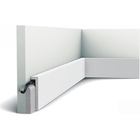 Skirting Orac Decor SX171-RAL9003 AXXENT SQUARE Decorative moulding Stucco moulding Cover moulding already painted contemporary design signal white 2 m