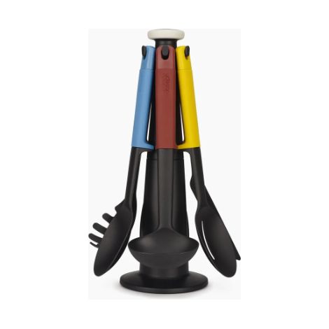 Juego de utensilios multicolor Joseph Joseph Elevate de 6 piezas con soporte de almacenamiento, utensilios ergonómicos de cocina con tecnología Elevate para mayor higiene (1/3)