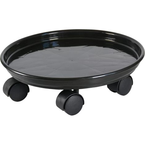 Plateau De avec Support De Pots De Plantes Rond Plateau à Eau Résine pour Intérieur Et Extérieur Mobilité Facile Diamètre Noir