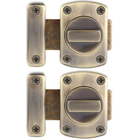 2pcs loquet verrou porte Coulissante acier inoxydable, Serrure de salle Verrous de sûreté à bouton Loquet Porte de bain Verrou Portail de fenêtre de cabinet verrous de sécurité loquet Vert Bronze-Chro (1/5)