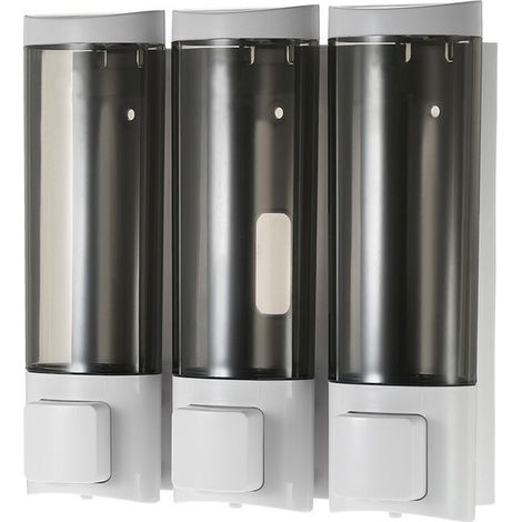 Distributeur de savon manuel en mousse double face Distributeur de savon mural + support 200mlx3 blanc (1/5)