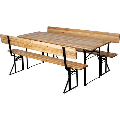 set birreria da giardino pieghevole eurogarden in legno e metallo due panche con schienale e tavolo 200x70 cm (1/4)