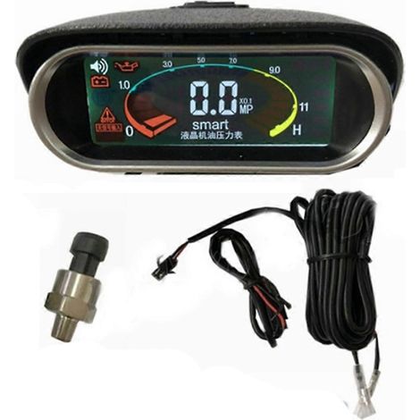 Manomètre de pression d'huile moteur LCD 12V-24V pour excavatrice, camion et voiture (1/5)