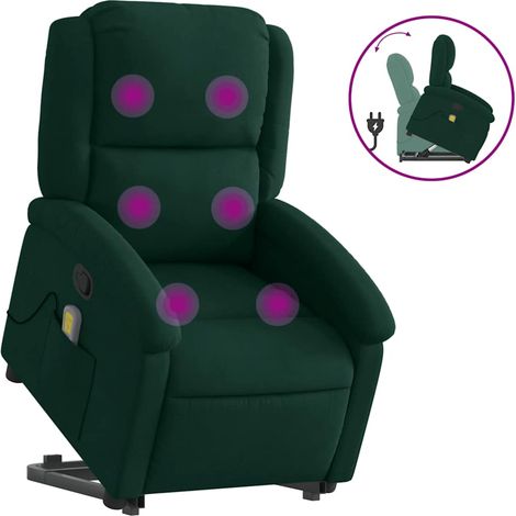 Maison Exclusive - Poltrona Alzapersona Reclinabile Verde Scuro in Velluto